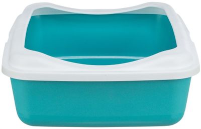 Kattlåda classic litter tray, mintblå med vit sprättkant