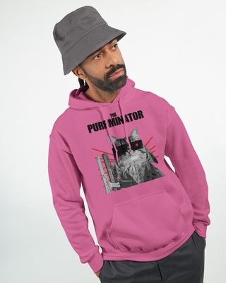 Supercat Hoodie med tryck Purrminator rosa