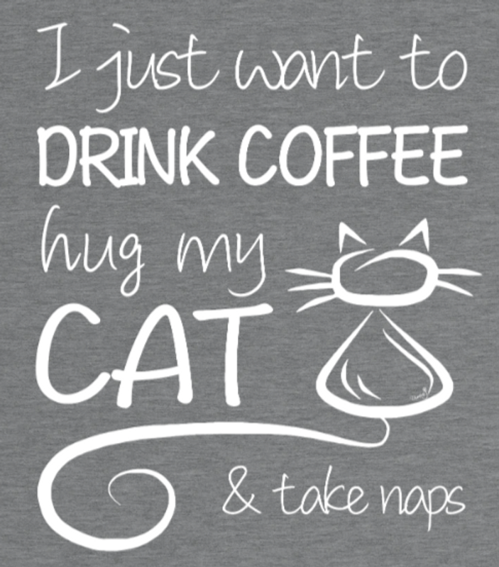 Supercat T shirt med tryck Coffee & Cat Ljusgrå XXL