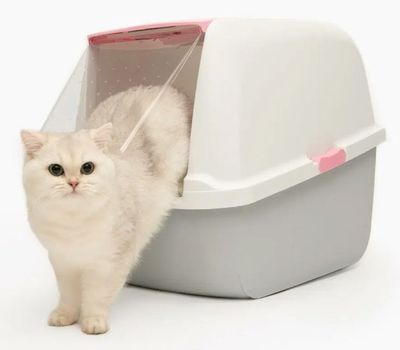 Kattlåda med huv CatIt Rosa