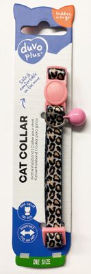 Katthalsband leopard brunt med rosa spänne