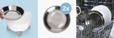 CatIt Pixi hög kattmatskål, 2 insatser