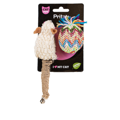 Kattleksak Natural 2-pack Råtta och Boll