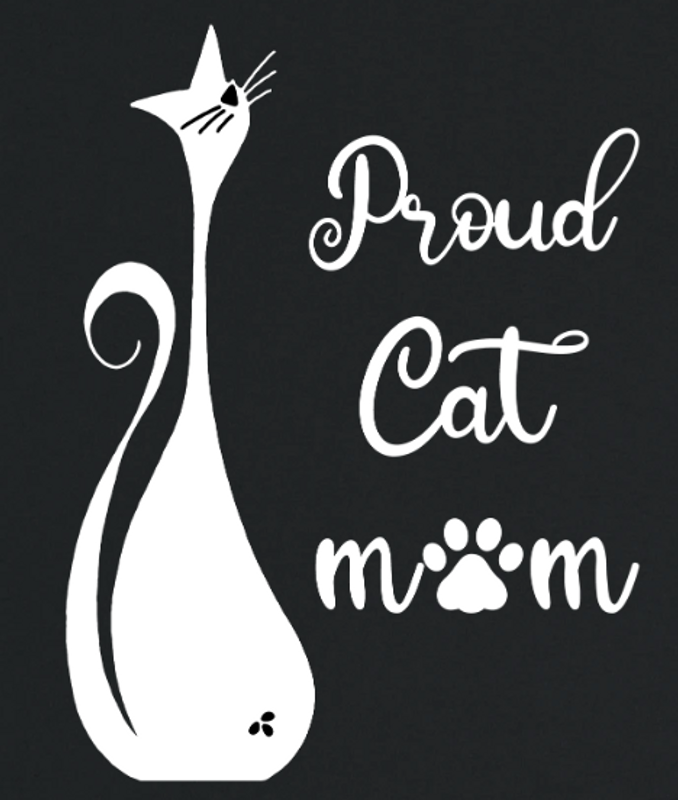 Supercat T shirt med tryck Proud Cat Mom Svart L
