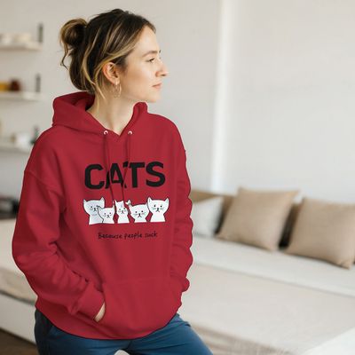 Supercat Hoodie med tryck, CATS röd 3XL