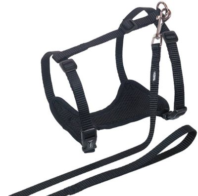Kattsele med koppel Mesh Svart L-XL