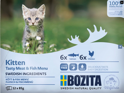 Bozita Kitten mix sås kött & fisk 12x85 g