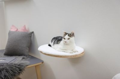 Vägghängd sovhylla vitt tyg