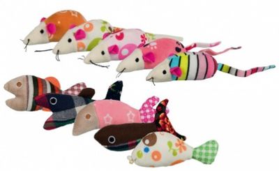 Kattleksak mus / fisk 4-pack