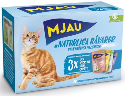 Mjau mix gele kött- och fisksmaker 12 x 85 gram