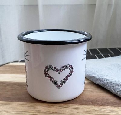 Emaljmugg Blommiga Katten
