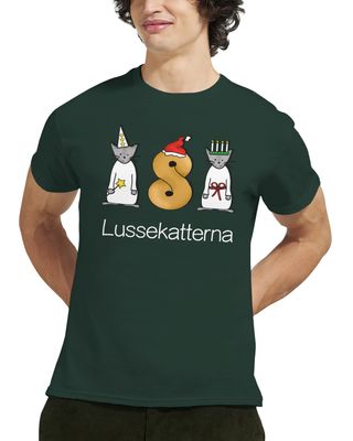 Supercat T shirt med tryck Lussekatterna Mörkgrön