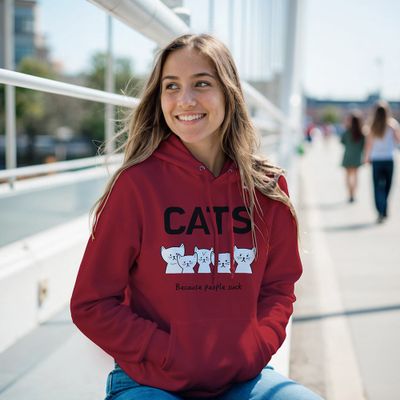 Supercat Hoodie med tryck, CATS röd XL