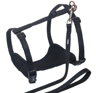 Kattsele med koppel Mesh Svart L-XL