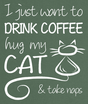 Supercat T shirt med tryck Coffee & Cat Grön S