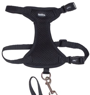 Kattsele med koppel Mesh Svart L-XL