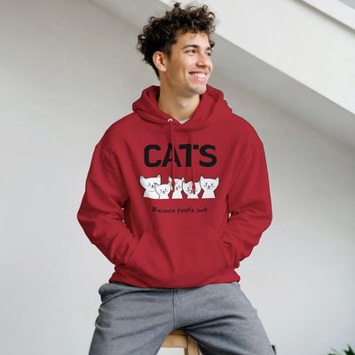 Supercat Hoodie med tryck, CATS röd S