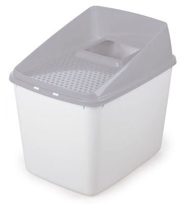 Kattlåda No Mess Box vit/grå