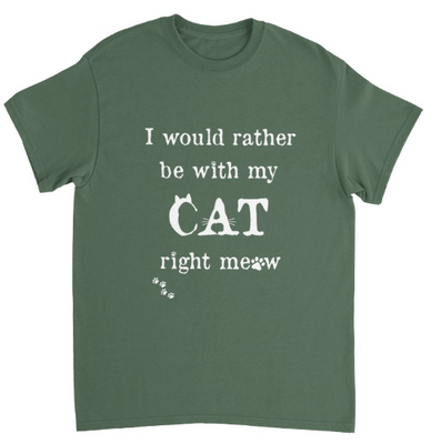 Supercat T shirt med tryck Right Meow Grön