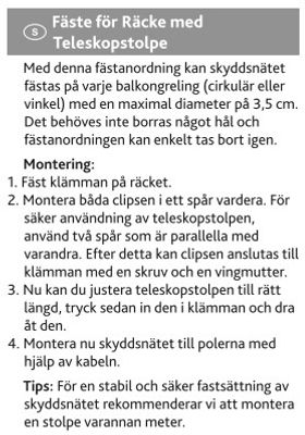 Teleskoprör med räckesklämma till balkongnät