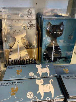 Termometer sittande kattmotiv svart