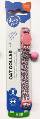 Katthalsband leopard brunt med rosa spänne