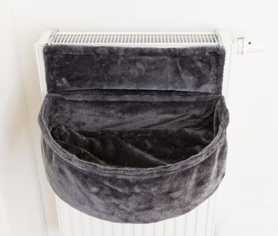 Elementsäng för stora katter, grå plysch