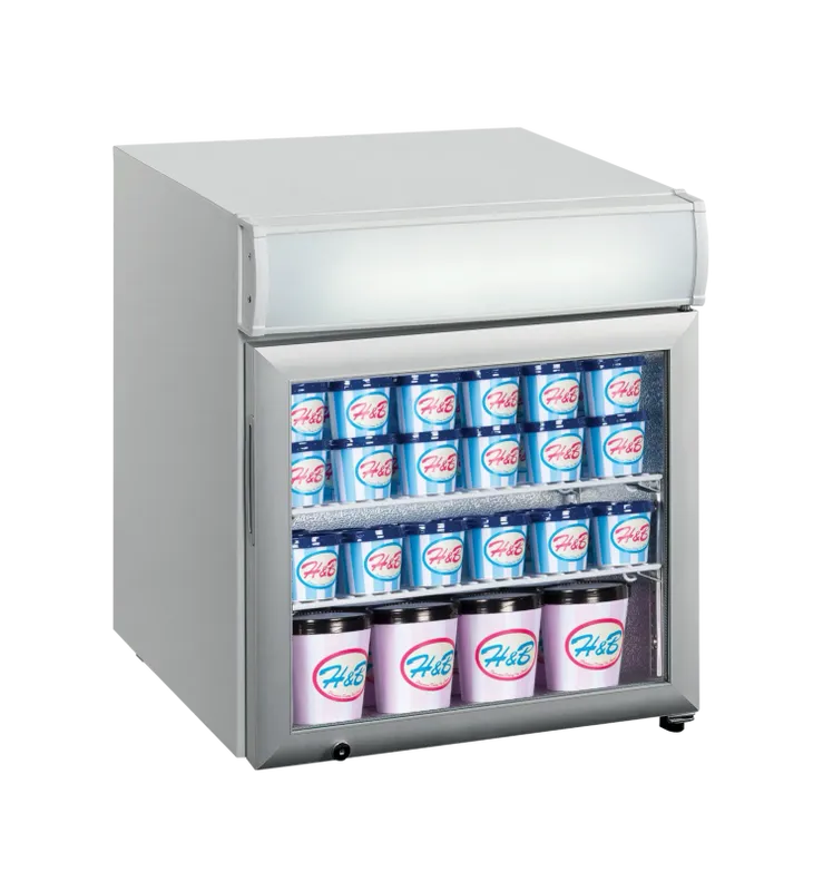 Bordsfrys (exponeringsfrys) för glass