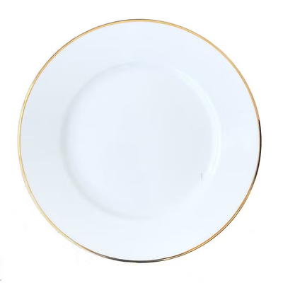 Tallrik rund Blocho Kaszub vit med guldrand