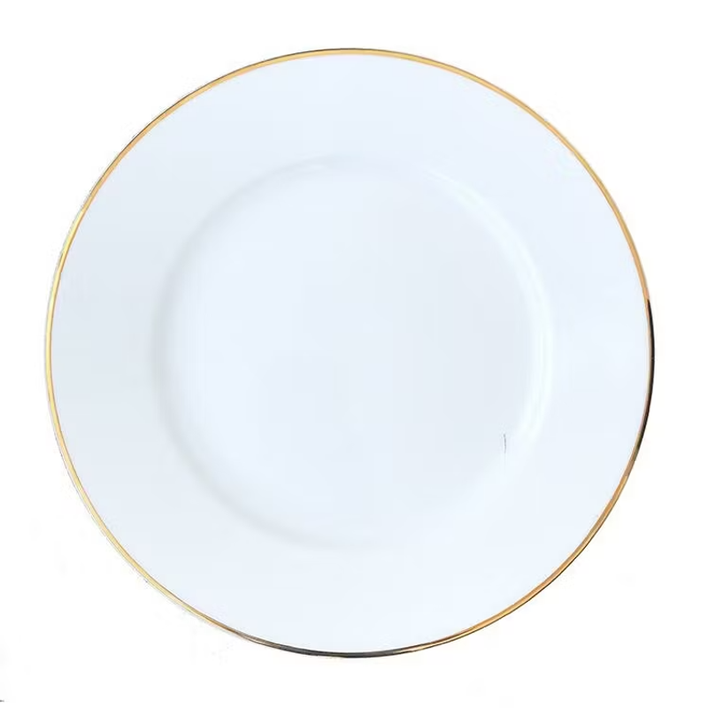 Tallrik rund Blocho Kaszub vit med guldrand