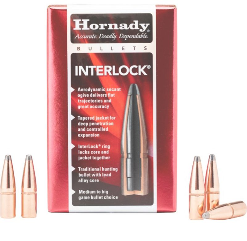 Hornady interlock Rifle bullets 30 180gr BTSP 100st