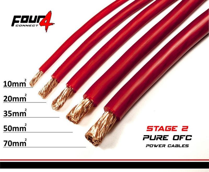 FOUR Connect 4-800211 STAGE2 10mm2 OFC power cable red 50m