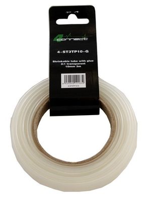 FOUR Connect 4-ST3TP10-G shrink tube with glue,  2:1 trasnparent, 10mm 3m