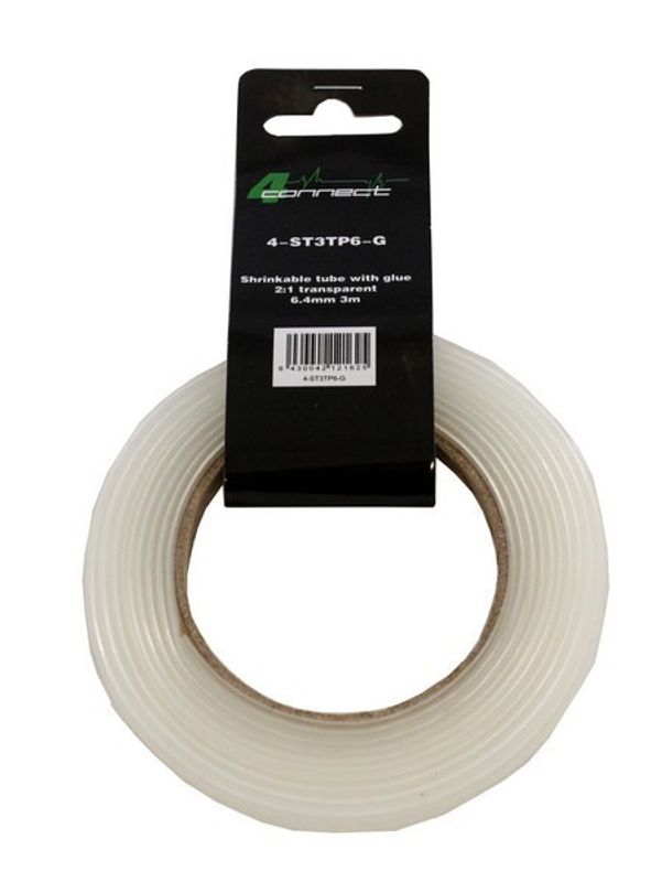 FOUR Connect 4-ST3TP6-G shrink tube with glue,  2:1 transparent, 6.4mm 3m