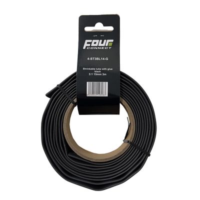 FOUR Connect 4-ST3BL14-G shrink tube, 3:1 Black with glue 15mm 3m