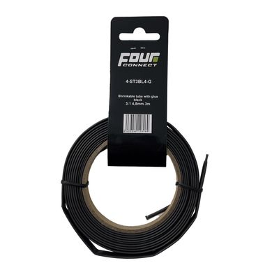 FOUR Connect 4-ST3BL4-G shrink tube, 3:1 Black with glue 4,8mm 3m