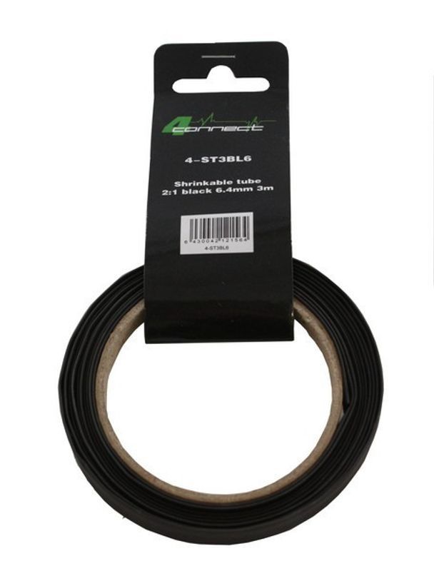 FOUR Connect 4-ST3BL6 shrink tube,  2:1 Black 6.4mm 3m