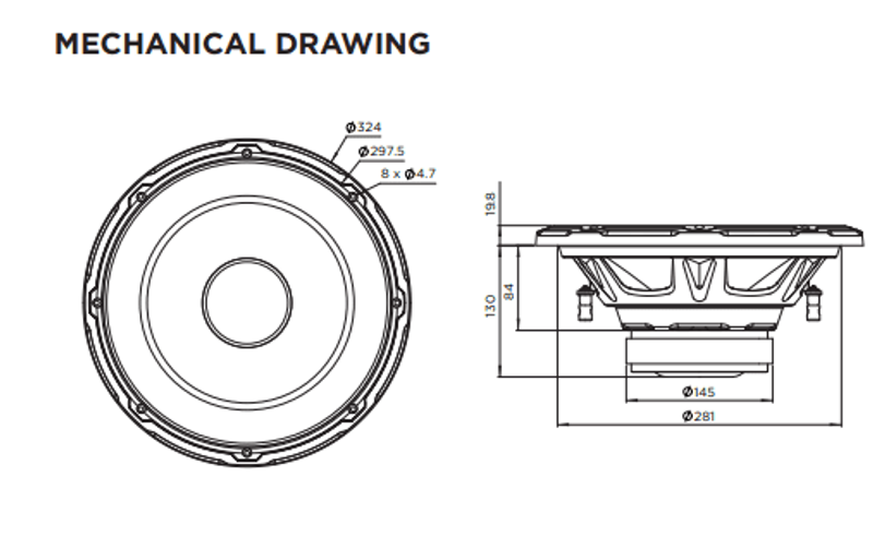 SUB12DUAL FOCAL Car Subwoofer Speaker | Dual Voice Coil | 12" 300w RMS / Max 600w