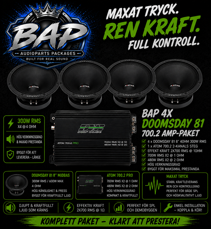 BAP 4x Doomsday 81 + Atom 700.2 Amp-paket
