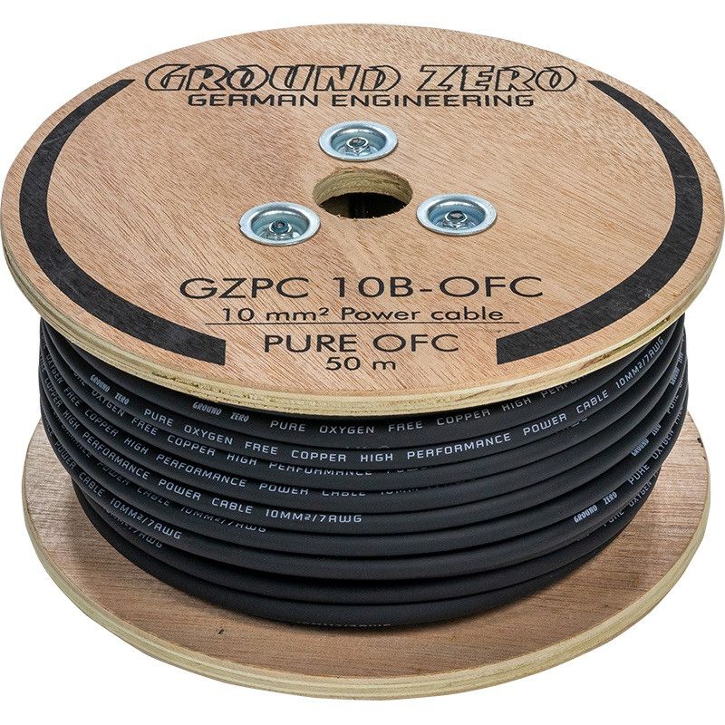 Ground Zero OFC virtakaapeli 10mm2 50m musta