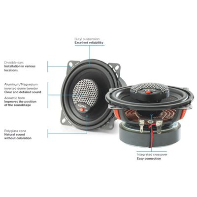 ICU100 Focal Universal | 2-Way Coaxial Car Speakers | 4" 100mm Woofer | Max 80w