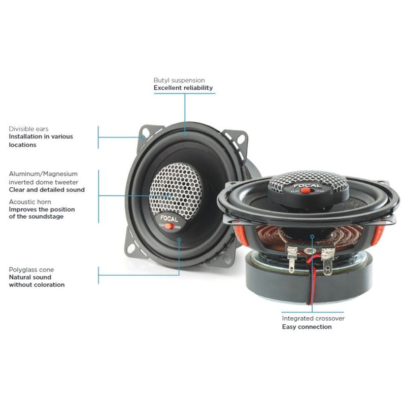 ICU100 Focal Universal | 2-Way Coaxial Car Speakers | 4" 100mm Woofer | Max 80w