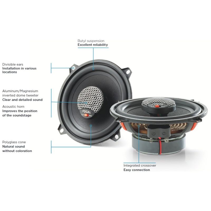 ICU130 Focal Universal | 2-Way Coaxial Car Speakers | 5" 130mm Woofer | Max 120w