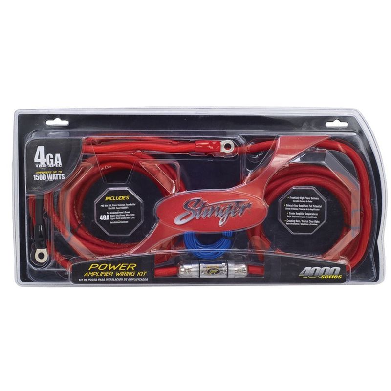 Stinger 1500 Watt, 4GA Power Amp Wiring Kit with 150 Amp MIDI Fuse holder (4000 Series)
