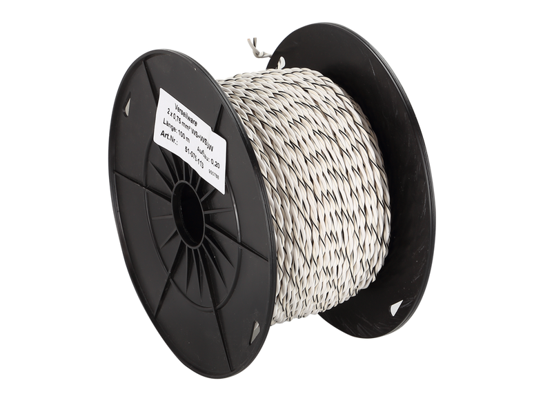 ACV Speaker cable twisted 2x0.75mm² white/white-black 100m