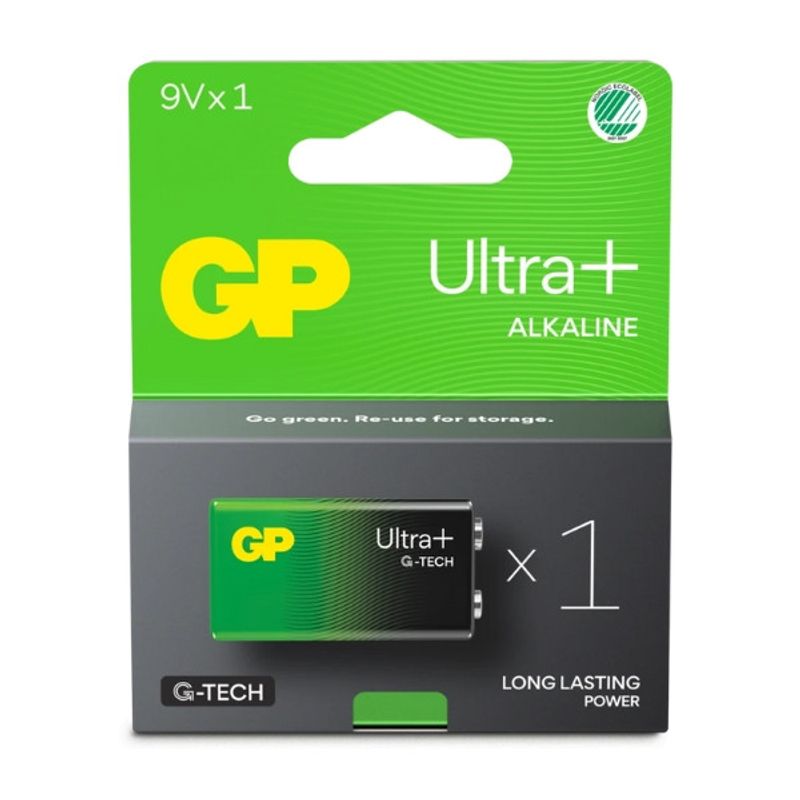 GP Ultra Plus Alkaline 9V-batteri, 1604AUP/6LF22, 1-pack