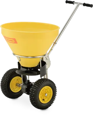 CEMO Sandspridare SW 50-E – Professionell Grusmaskin med Stålrörstomme och Pneumatiska Vinterdäck, 50 L, Spridningsbredd 1–4 m