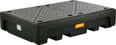 CEMO IBC-Spillbehållare 1100/2-PE – Uppsamlingstråg för 2 IBC-Behållare med Perforerad PE-Platta och Typgodkännande, 3000 kg, 223×146×47 cm