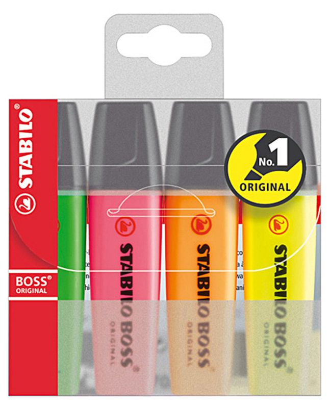 Överstrykningspenna Stabilo Boss 4set