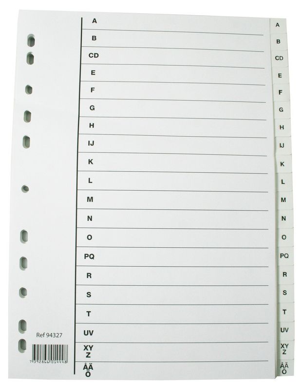 Plastregister A-Ö  PP 1st/påse